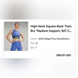 Lululemon High-Neck Square-Back Train Bra - Wild Indigo and True Navy-8